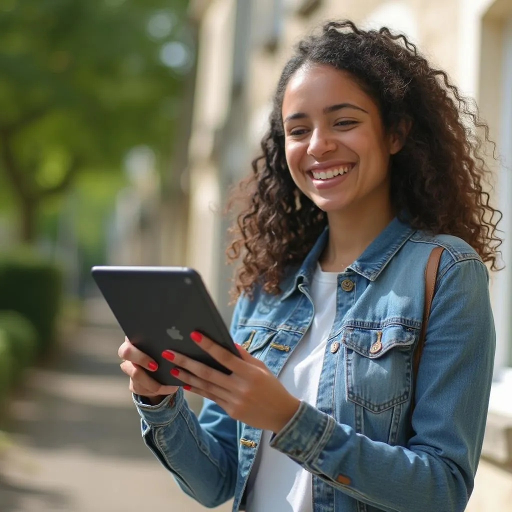 Client satisfait utilisant l'application
